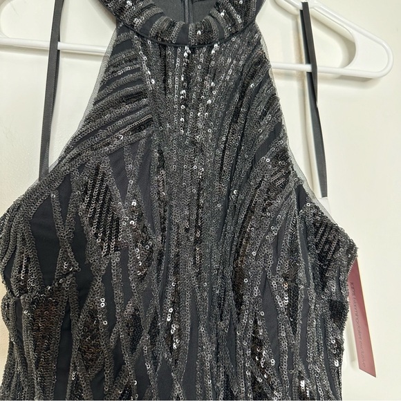 NWT AQUA Mock-Neck Sequined Gown Bloomingdales Exclusive Black Size 10 - Picture 8 of 15